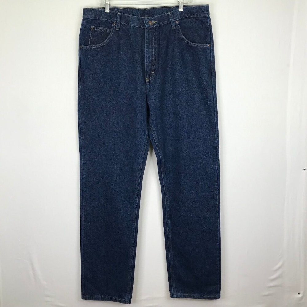 Wrangler Five Star Mens 38 x 34 Blue‎ Jeans Regular Fit Straight Leg 100% Cotton